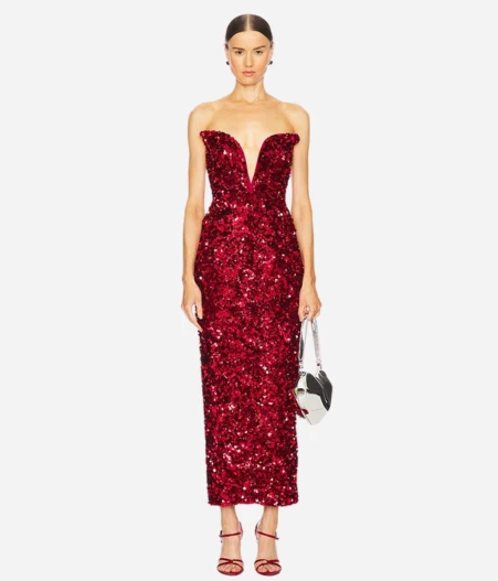 self-portrait 3D Sequin Midi Dress